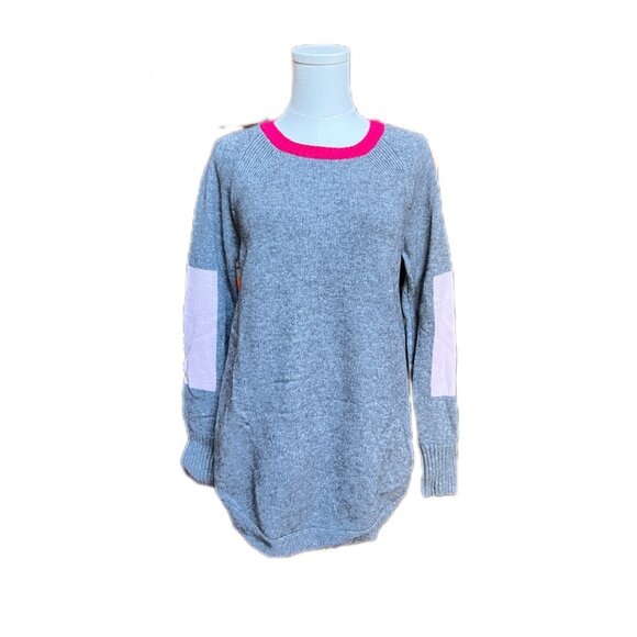 Anthropologie Rebekah Gray Pink Color Block Tunic Sweater Size Small - Picture 2 of 10